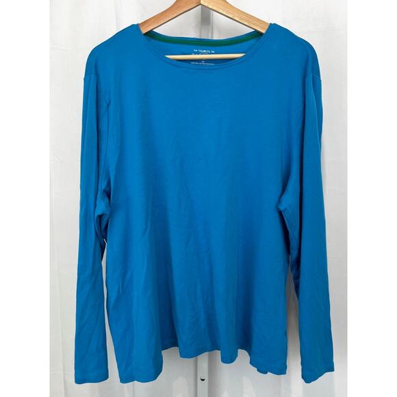 TALBOTS Tee Long Sleeve Crew Neck T Shirt Pima Cotton Blue Size 3X Plus - Picture 1 of 9